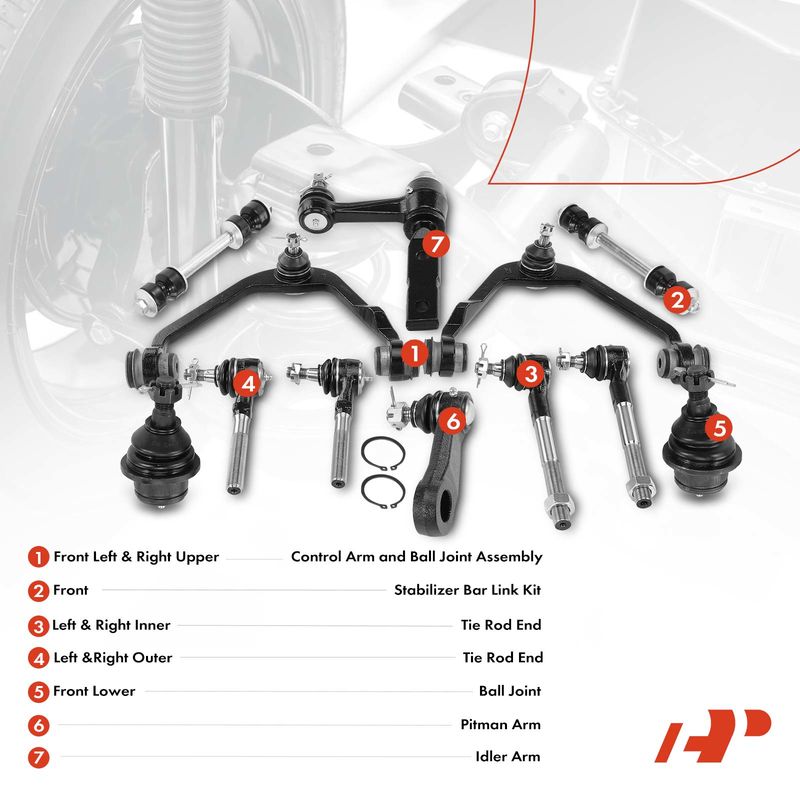 12x Control Arm Sway Bar Link Tie Rod End for Ford F-150 Expedition F-250