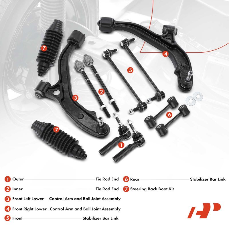 12x Control Arm with Ball Joint Sway Bar Link for Chrysler Town & Country 01-04