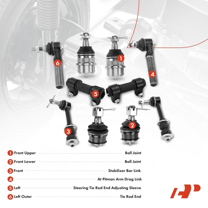 10x Stabilizer Bar Link & Tie Rod End & Ball Joint for Dodge Ram 1500 2000-2001