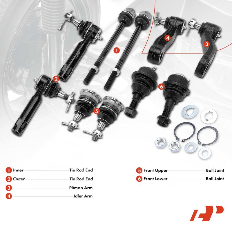 10x Tie Rod End & Pitman Arm & Ball Joint for Chevrolet Silverado 2500 GMC 4WD