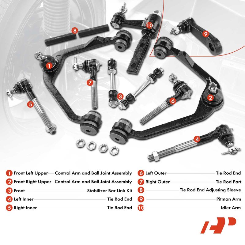 12x Control Arm Stabilizer Bar Link Tie Rod End for Ford F-150 Expedition