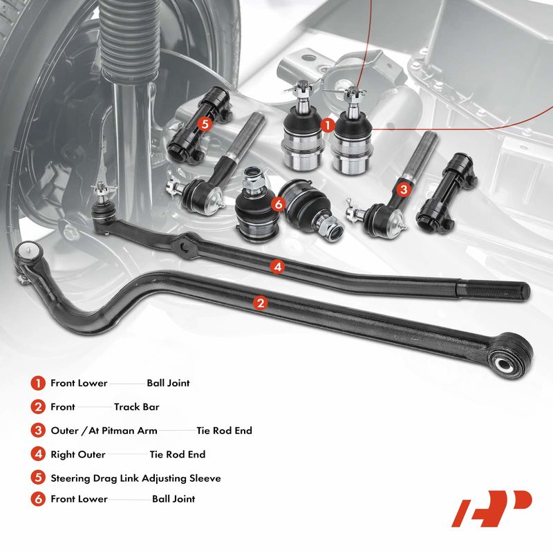 10x Tie Rod End Track Bar Sway Bar Link for Dodge Ram 1500 2500 1998-1999 4WD