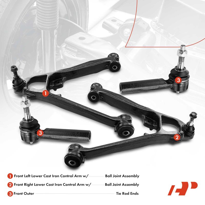 4x Control Arm with Ball Joint & Tie Rod End for Chevrolet Silverado 1500 GMC