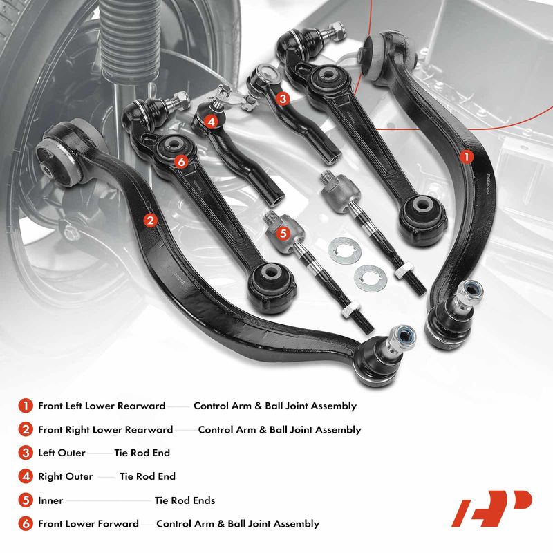 8x Control Arm with Ball Joint & Tie Rod for Ford Fusion 07-12 Lincoln Mercury
