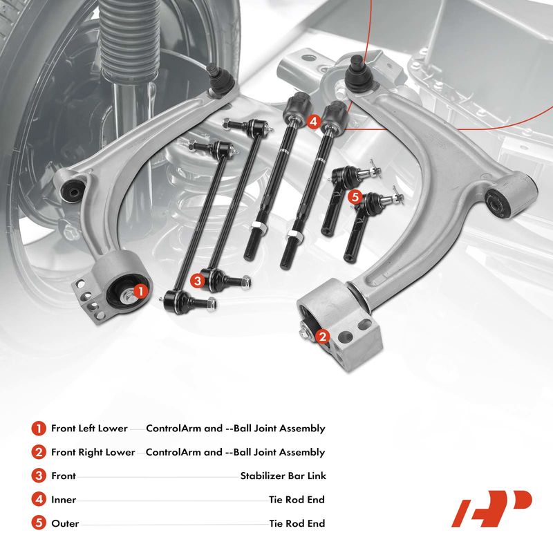 8x Control Arm with Ball Joint Stabilizer Bar Link for Chevy Malibu Saturn