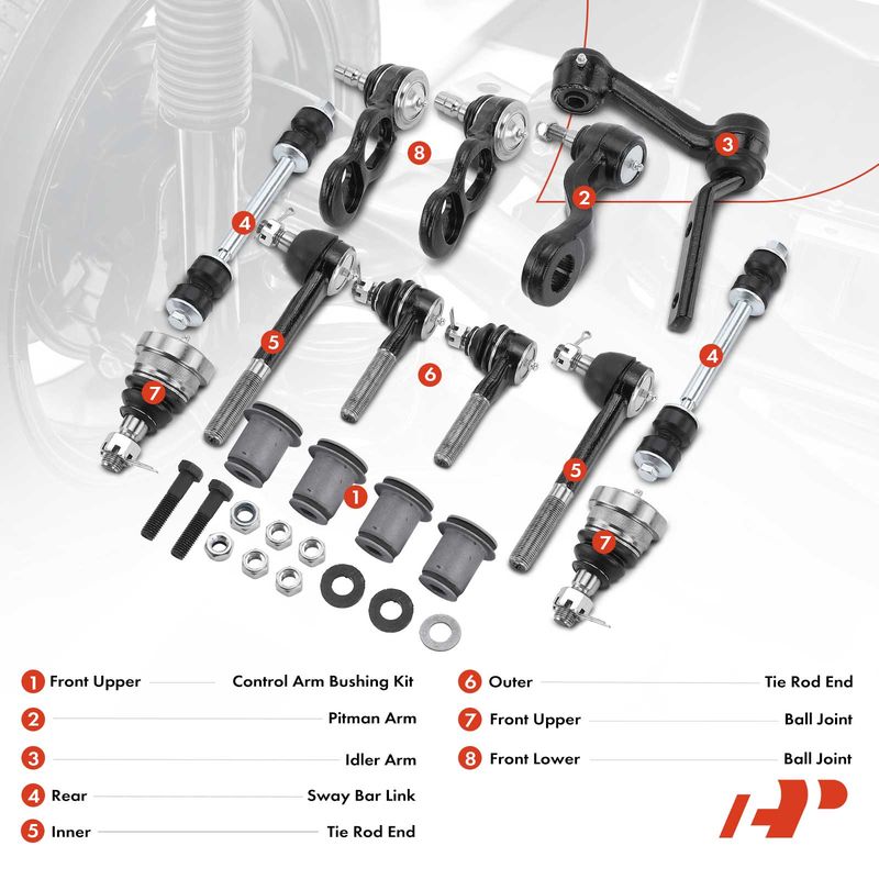 14x Control Arm & Sway Bar Link & Tie Rod End &Ball Joint for Ford Lincoln 95-02