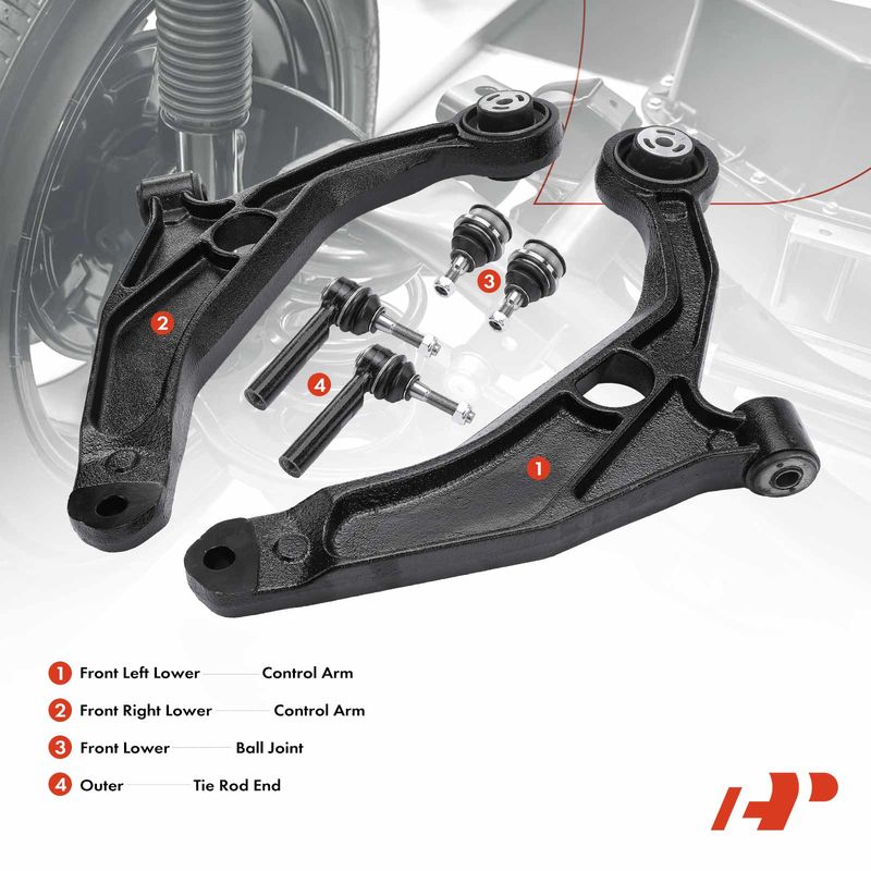 6x Control Arm with Ball Joint Tie Rod End for Chrysler Sebring Dodge Avenger