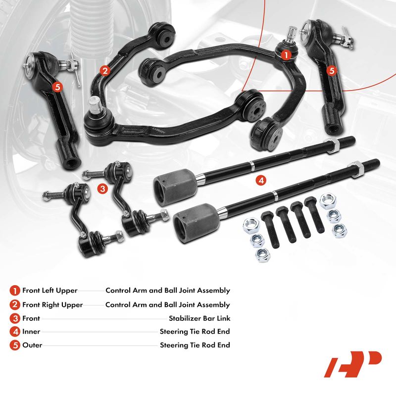 8x Control Arm with Ball Joint & Sway Bar Link Tie Rod End for Ford Mercury
