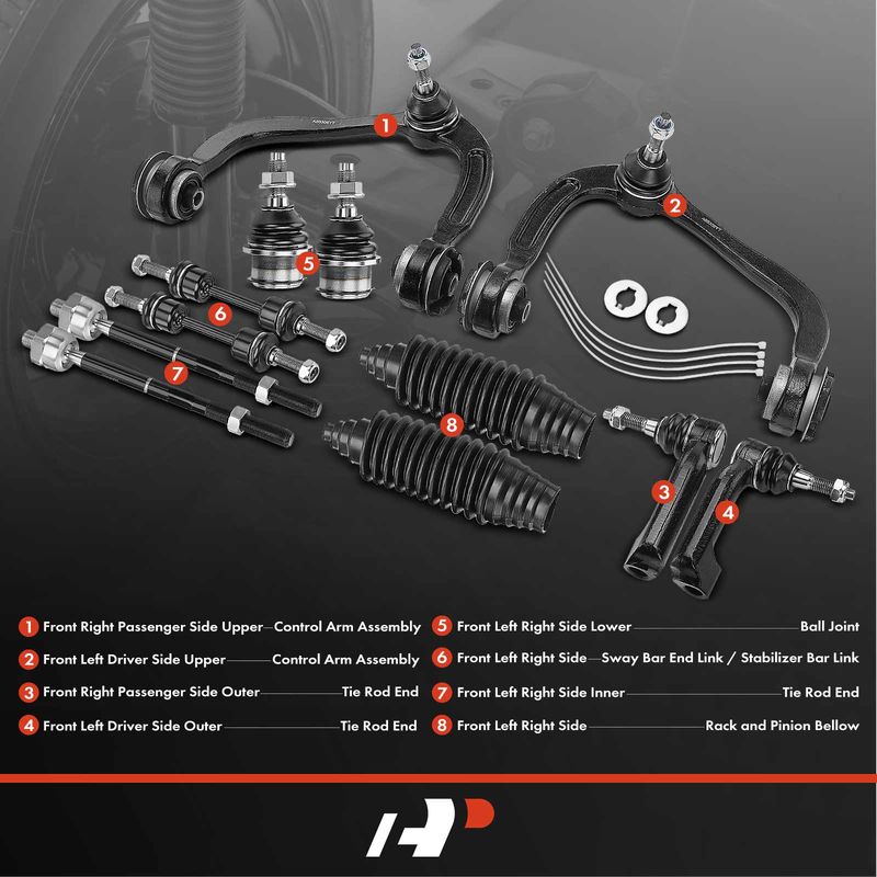 12x Control Arm & Ball Joint Sway Bar Link for Ford F-150 2009-2014 4WD