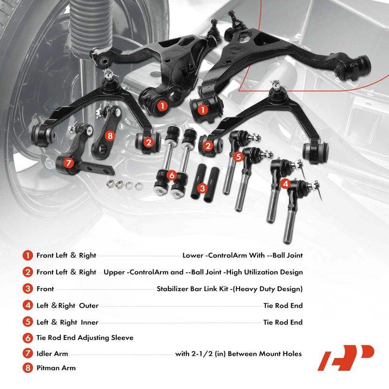 14x Control Arm with Ball Joint & Tie Rod End for Ford F-150 97-03 F-250 Lincoln