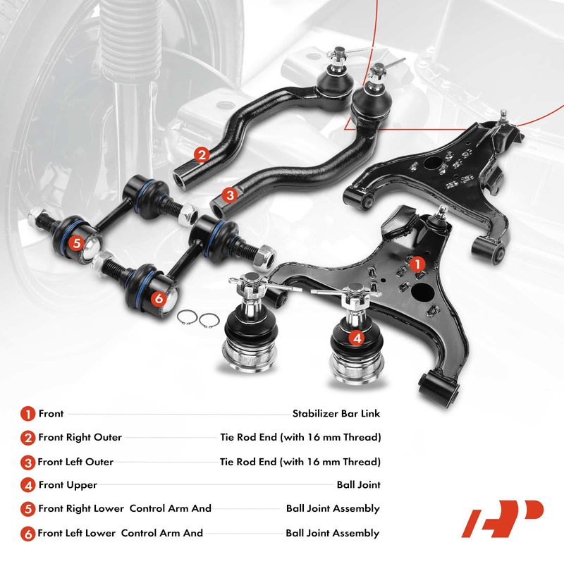 8x Control Arm with Ball Joint Sway Bar Link Tie Rod End for Nissan INFINITI
