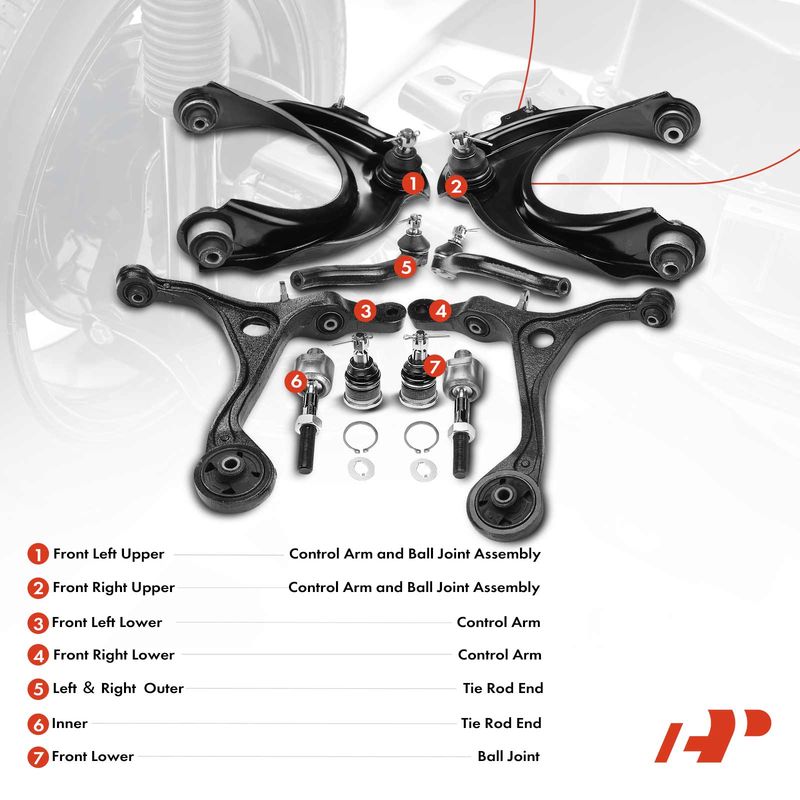 10x Control Arm with Ball Joint Tie Rod End for Acura TSX Honda