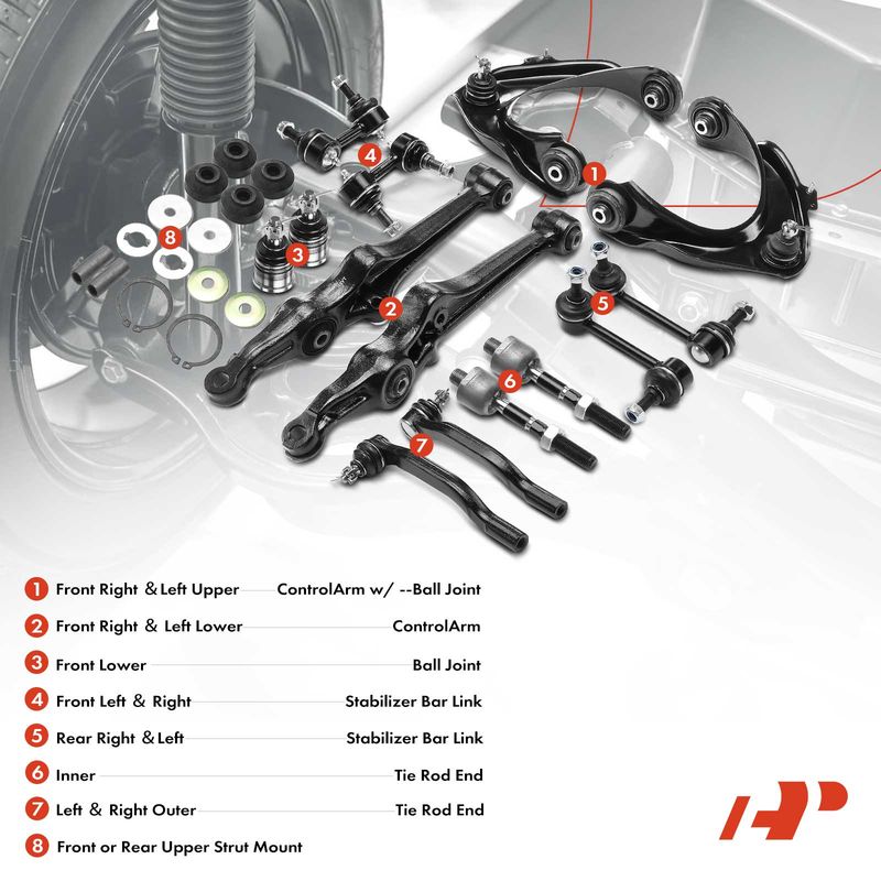 16x Control Arm Ball Joint Sway Bar Link Tie Rod End for Honda Accord