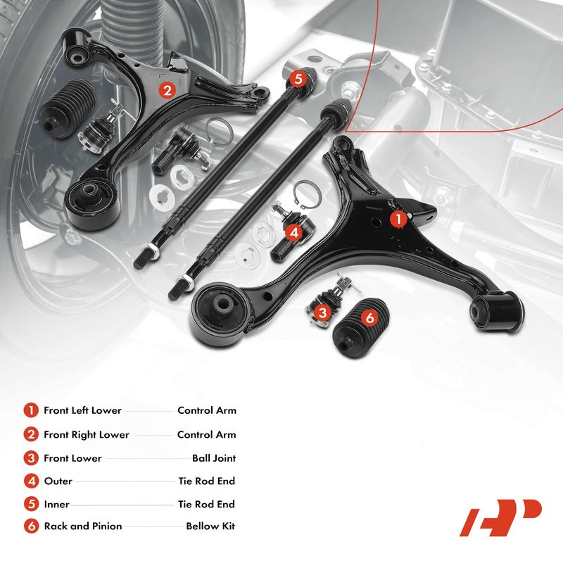 10x Control Arm & Ball Joint & Tie Rod Kit for Honda Civic 2001-2005 1.3L 1.7L