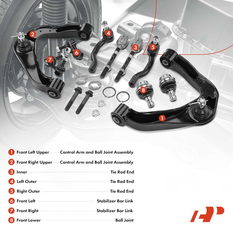 10x Control Arm with Ball Joint & Stabilizer Bar Link & Tie Rod Kit for Nissan