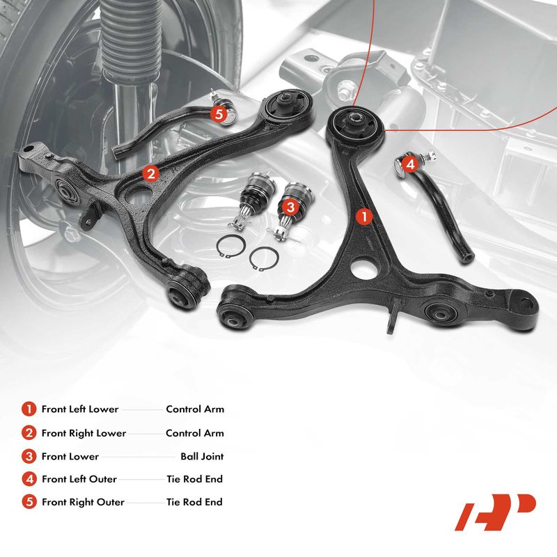 6x Control Arm & Ball Joint & Tie Rod End for Honda Accord 2003-2007 Acura TSX