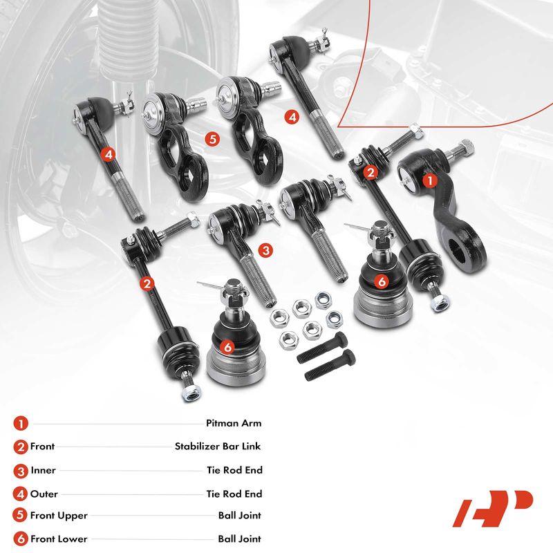 11x Pitman Arm & Stabilizer Bar Link & Tie Rod End & Ball Joint for Ford Lincoln