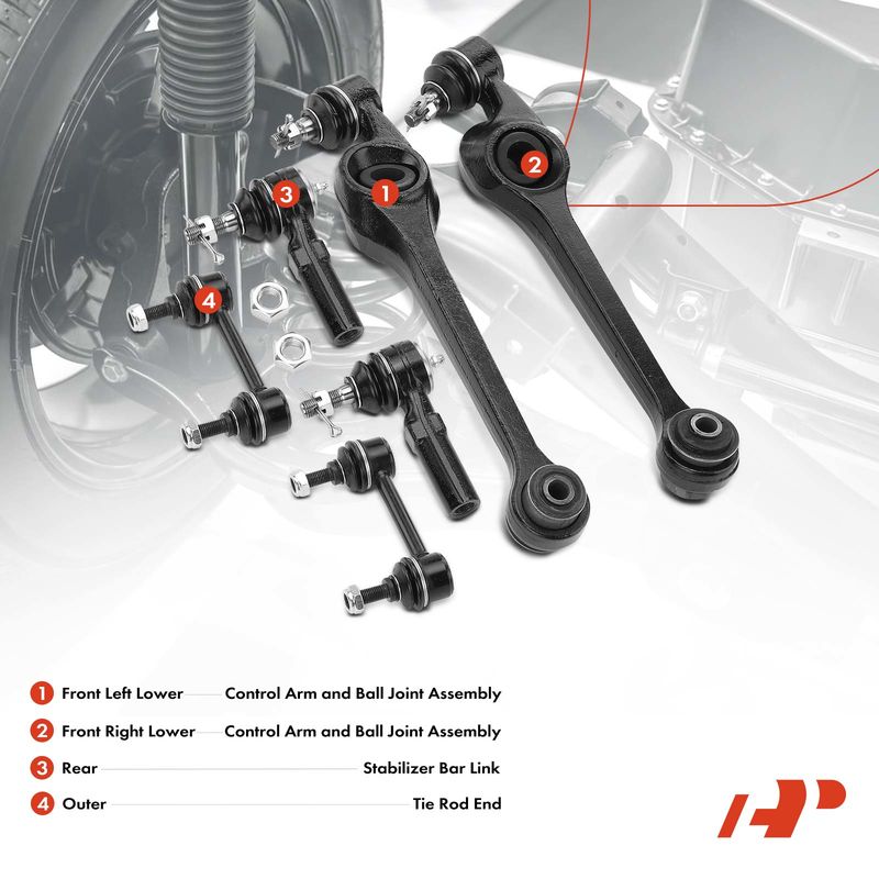 6x Control Arm & Stabilizer Bar Link & Tie Rod End for Saturn SC SL SW2 1.9L