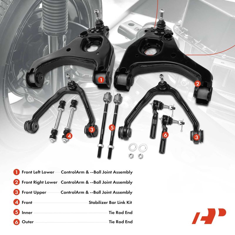 10x Control Arm with Ball Joint & Sway bar for Chevy Silverado 1500 GMC Sierra