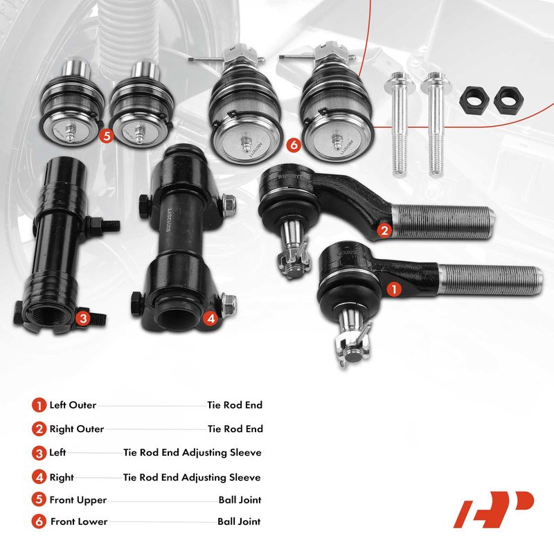 8x Tie Rod End with Ball Joint for Ford E-250 2003-2006 E-450 Super Duty