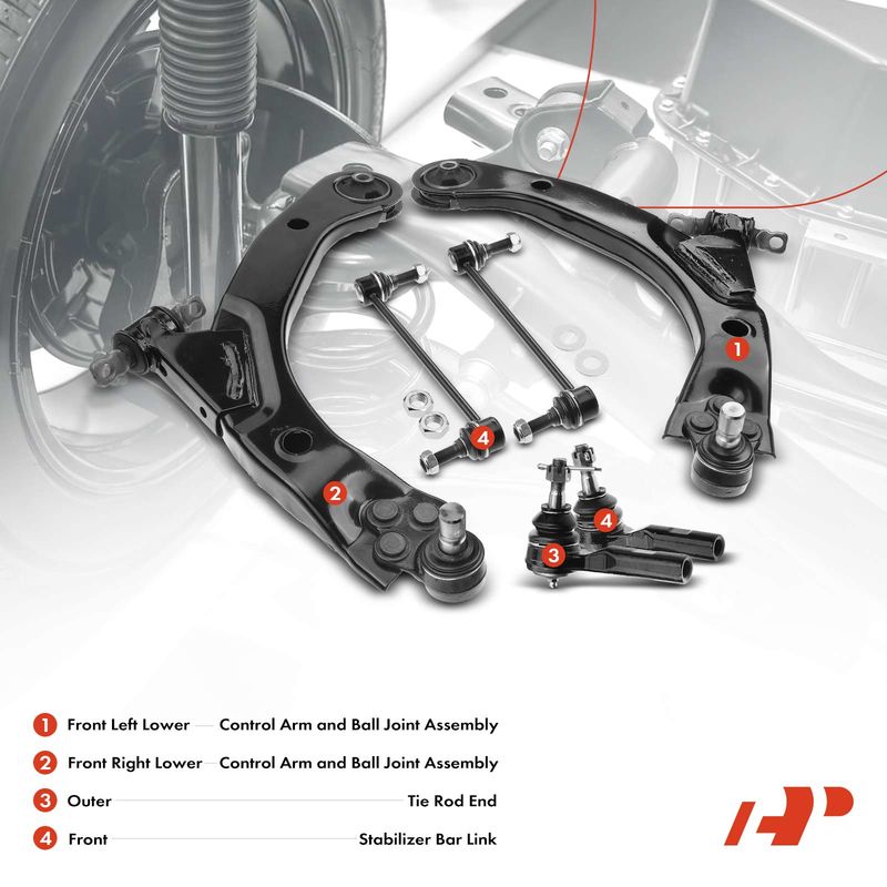 6x Front Lower Control Arm Ball Joint Tie Rod End for Chevy Cobalt HHR Pontiac