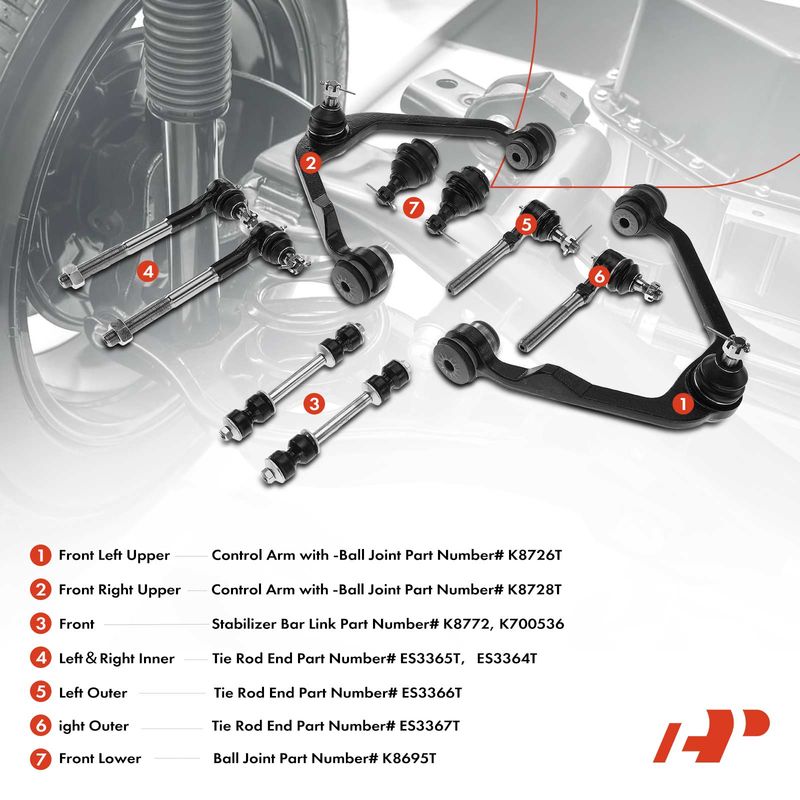 10x Front Control Arm Ball Joint Sway Bar Tie Rod Kit for Ford F-150 Lincoln 2WD