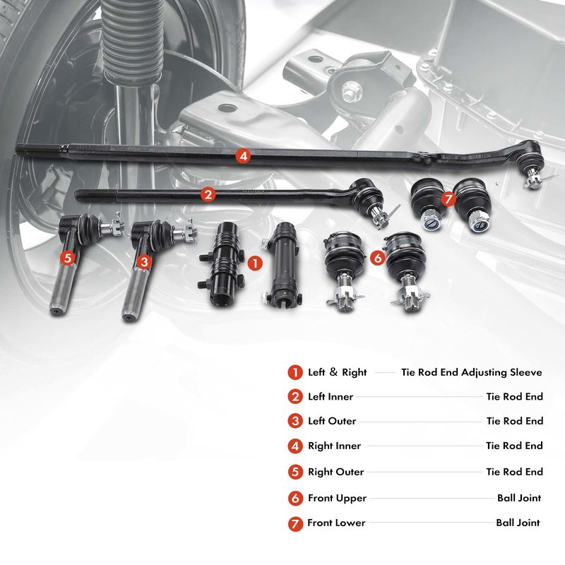 10x Tie Rod End with Ball Joint for Ford F-150 Bronco RWD 5.0L