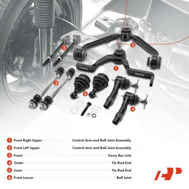 10x Control Arm & Sway Bar Link & Tie Rod End & Ball Joint for Ford Mazda