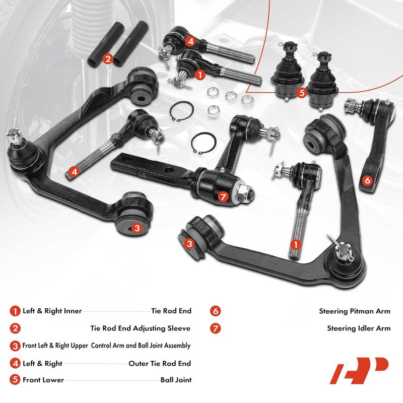 12x Control Arm with Ball Joint Assembly & Tie Rod End for Ford F-150 Lincoln
