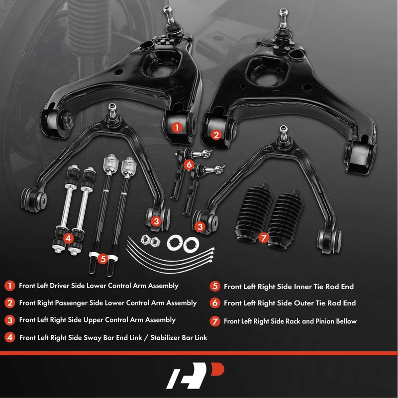 12x Front Control Arm Stabilizer Bar Link Tie Rod End for Chevy Silverado 1500