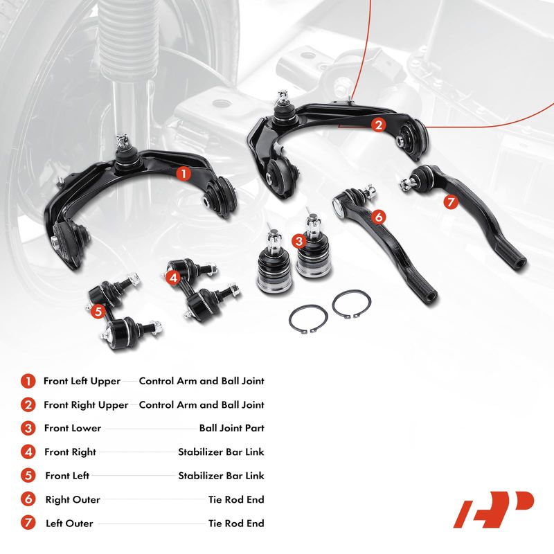 8x Control Arm & Stabilizer Bar End Link & Tie Rod End for Acura CL Honda