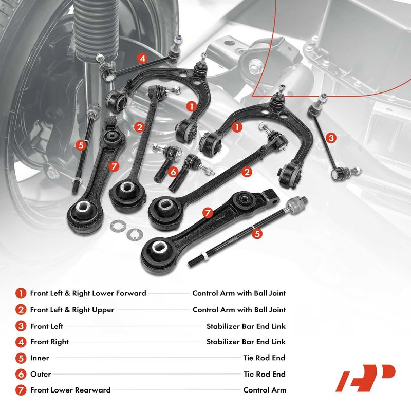 12x Control Arm & Sway Bar Links & Tie Rod for Dodge Charger Chrysler 05-10