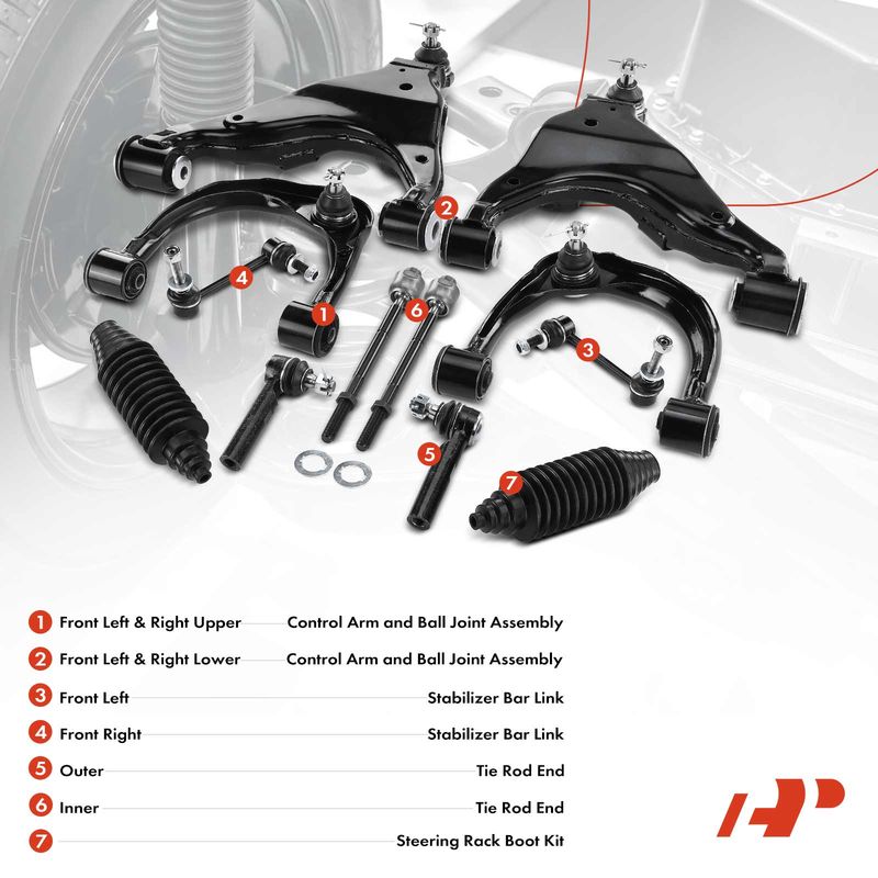 12x Control Arm with Ball Joint Assembly & Sway Bar Link for Toyota Lexus GX470