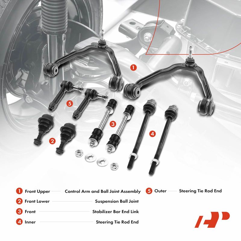 10x Front Control Arm Sway Bar Link Tie Rod End for Chevy Silverado 1500