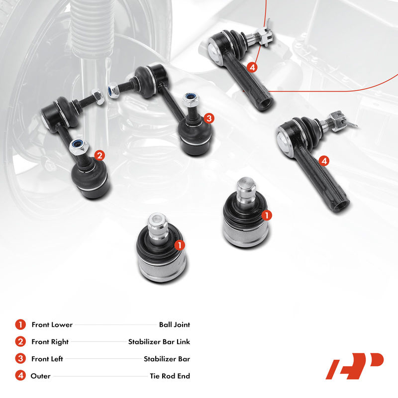 6x Stabilizer Bar Link & Tie Rod End & Ball Joint for Mazda MX-6 1993-1997
