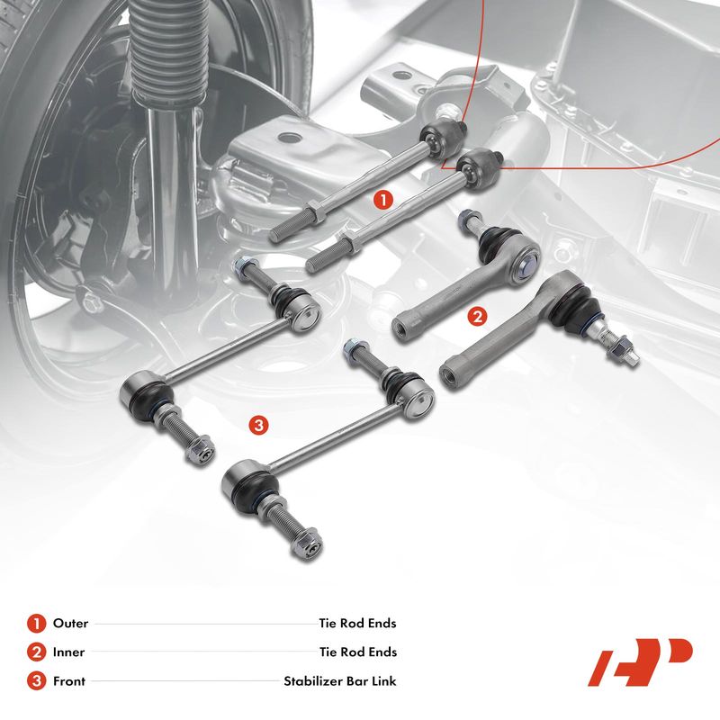 6x Stabilizer Bar Link & Tie Rod End for Lincoln Aviator 2020-2022