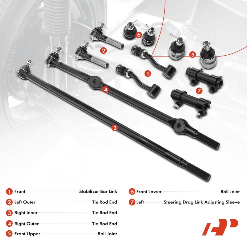 12x Stabilizer Bar Link & Tie Rod End for Jeep Grand Cherokee 1993-1995