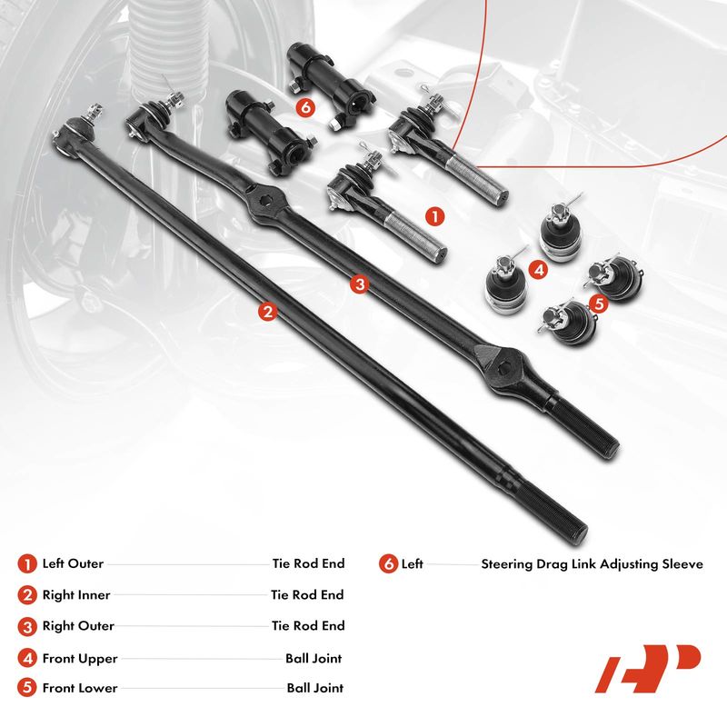 10x Inner & Outer Tie Rod End with Ball Joint for Jeep Grand Cherokee 1993-1998