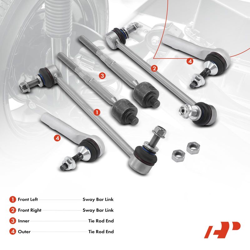 6x Sway Bar Link & Tie Rod End for Tesla 3 2017-2021 Y 2020-2021