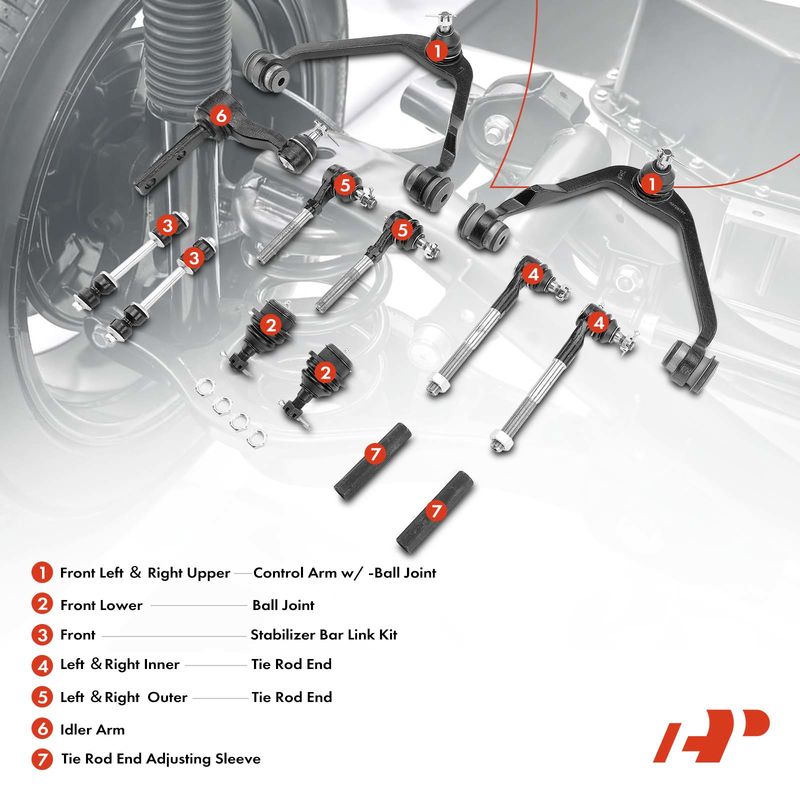 13x Front Upper Control Arm Ball Joint Sway Bar Tie Rod for Ford F-250 Lincoln
