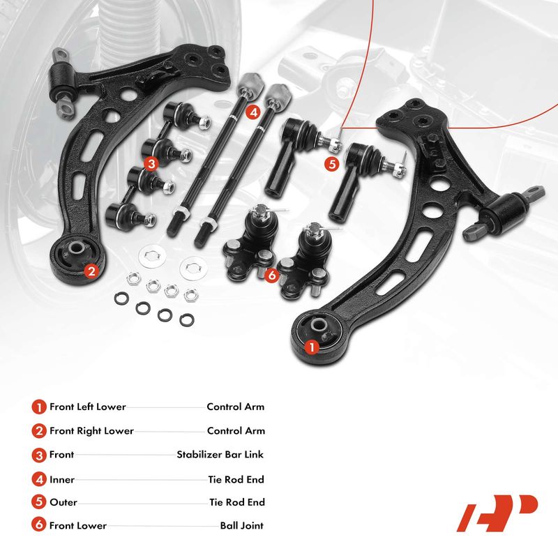 10x Control Arm with Ball Joint & Sway Bar Link Tie Rod End for Toyota Lexus