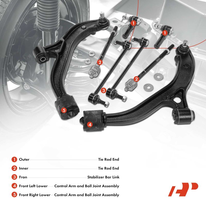 8x Control Arm with Ball Joint Assembly & Stabilizer Bar Link for Dodge Chrysler