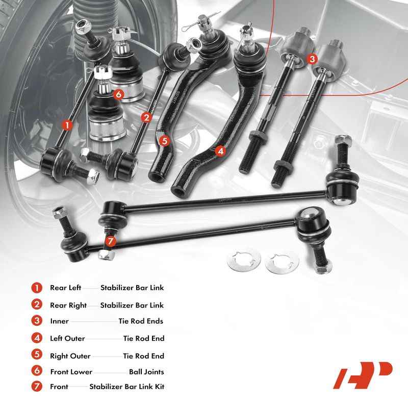 10x Sway Bar Link & Ball Joint & Tie Rod End for Acura MDX Honda Pilot 01-05