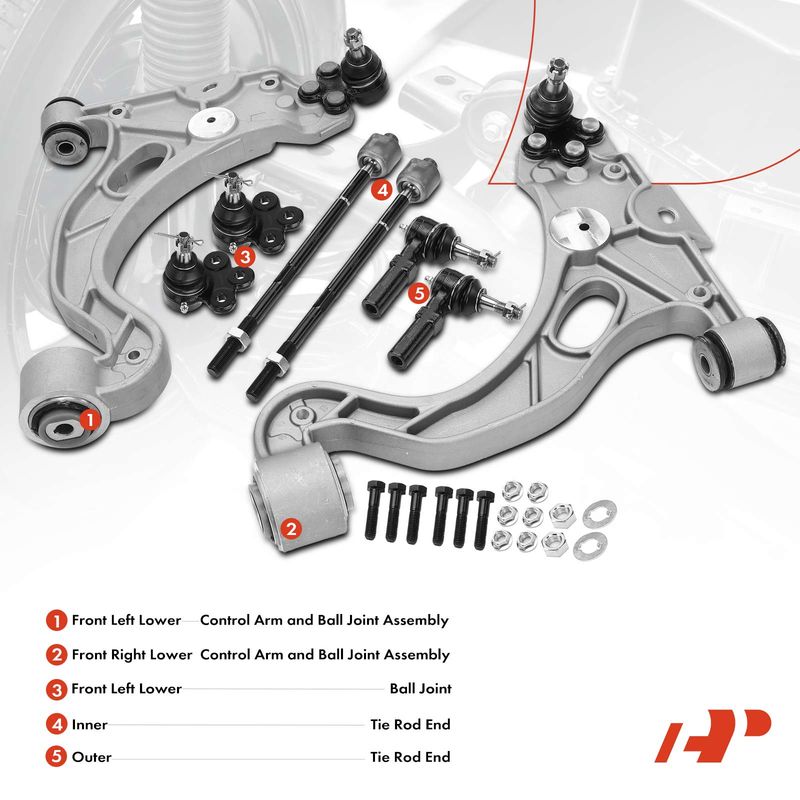 8x Control Arm with Ball Joint & Tie Rod End for Buick LeSabre Cadillac Pontiac