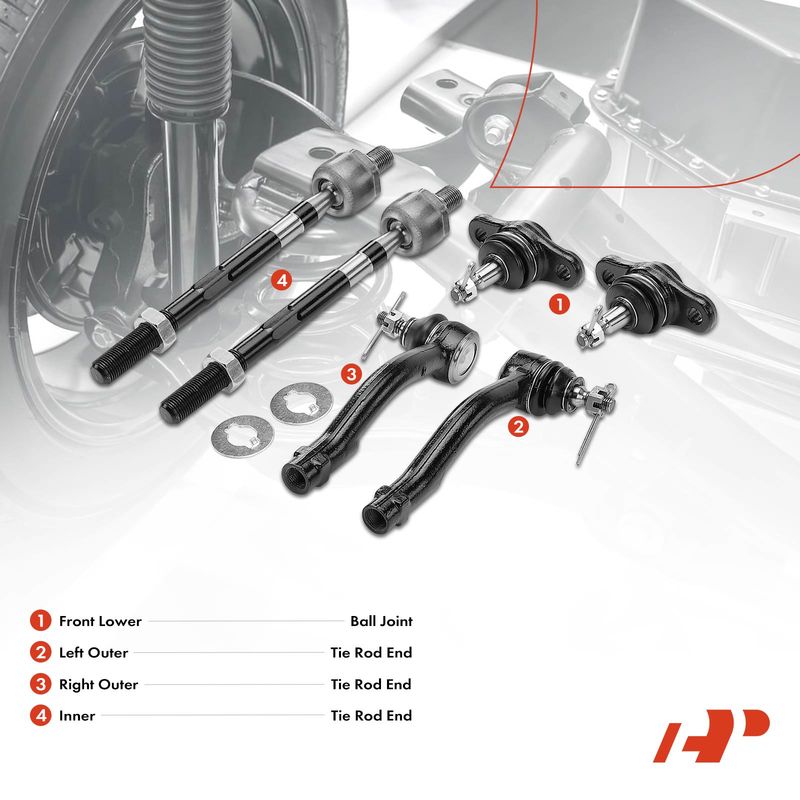 6x Ball Joint & Tie Rod End Kit for Hyundai 2005-2009 Kia Sportage 2005-2010