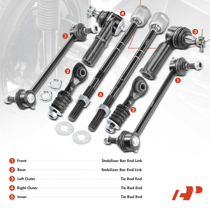 8x Stabilizer Bar End Link & Tie Rod End for Ford Contour 97-00 Mercury Cougar