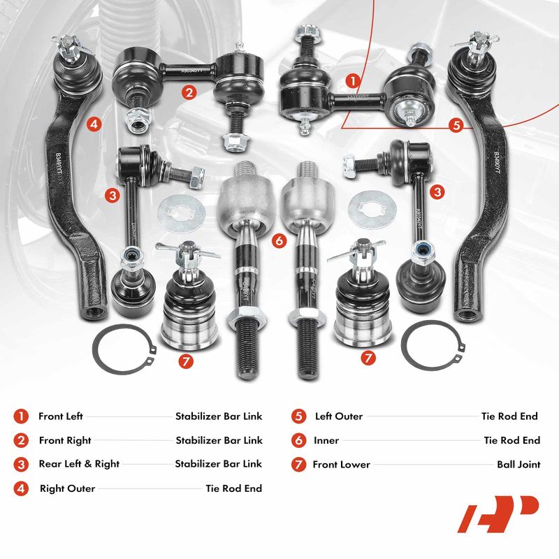 10x Stabilizer Bar Link & Tie Rod End Ball Joint for Honda Accord 1998-2002