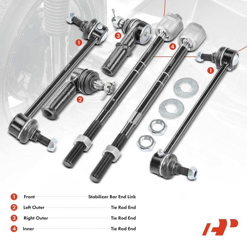 6x Stabilizer Bar End Link & Tie Rod End for Ford Contour 97-00 Mercury Cougar