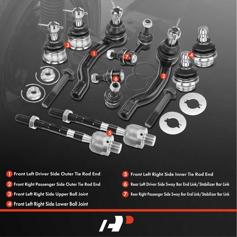 10x Tie Rod End & Ball Joint & Sway Bar Link for Nissan Pathfinder 2005-2012