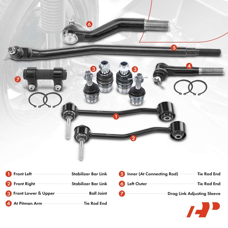 10x Sway Bar Link & Tie Rod End & Ball Joint for Ford Excursion F-250 F-350
